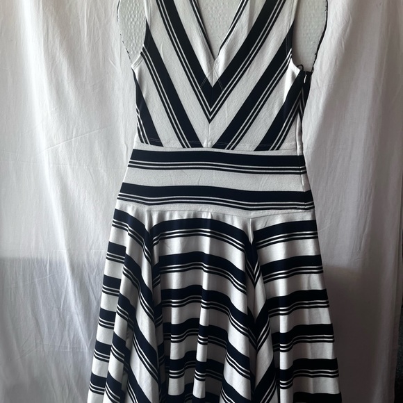 Derek Lam Monochrome Striped Midi Dress - Picture 1 of 8